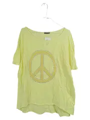 Vorschaubild 1 von Damen T-Shirt Peace Zeichen Strass Gelb Gr. L Oversize