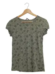 Vorschaubild 1 von Damen T-Shirt Baumwolle Sterne Gr. 38/M Grün Kurzarm Freizeit