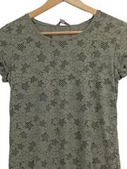 Vorschaubild 4 von Damen T-Shirt Baumwolle Sterne Gr. 38/M Grün Kurzarm Freizeit