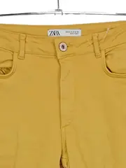 Vorschaubild 2 von Damen Stoffhose Gr. 42 Gelb Casual Uni Baumwolle Stretch