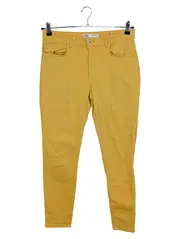 Vorschaubild 1 von Damen Stoffhose Gr. 42 Gelb Casual Uni Baumwolle Stretch