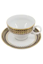 Vorschaubild 1 von Tasse Unterteller Echt Kobalt Mehrfarbig Gold Vintage Keramik