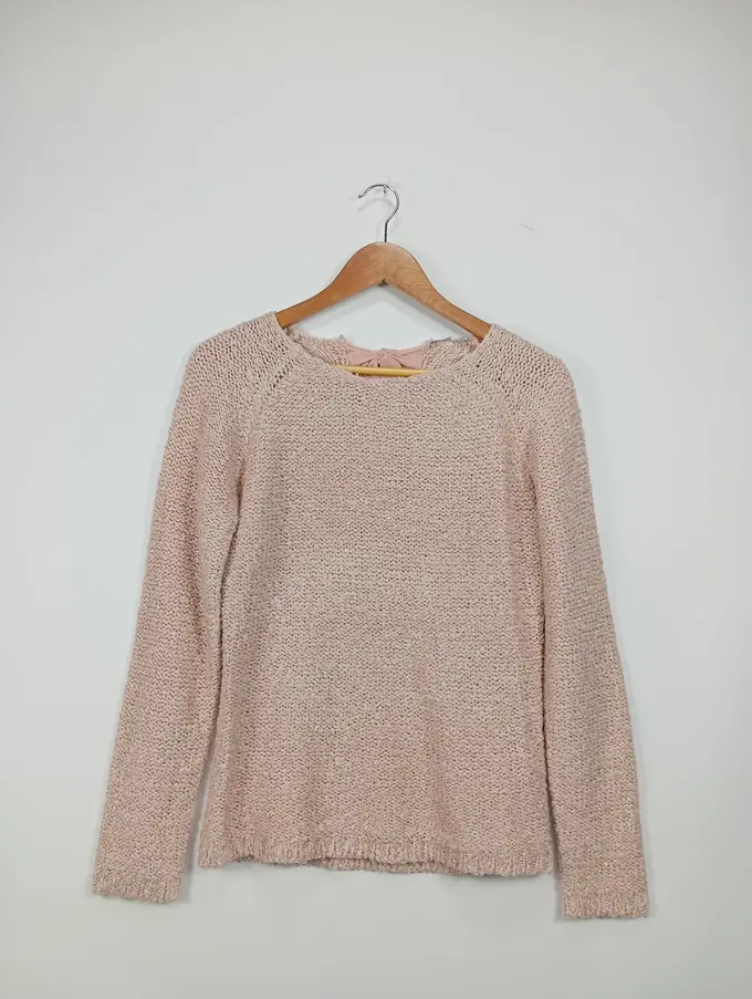ORSAY Damen Pullover Langarm Strick Schleife Rosa M 38 40
