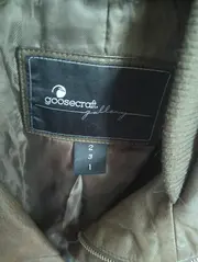 Vorschaubild 5 von Damen Lederjacke Gr. 40 Oliv Modern Reißverschluss