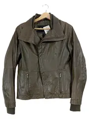 Vorschaubild 1 von Damen Lederjacke Gr. 40 Oliv Modern Reißverschluss