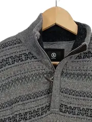 Vorschaubild 3 von Herren Pullover Gr. 48/M Grau Wolle Norwegermuster Reißverschluss
