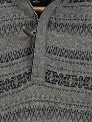Vorschaubild 5 von Herren Pullover Gr. 48/M Grau Wolle Norwegermuster Reißverschluss