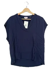 Vorschaubild 2 von Damen T-Shirt Bluse Gr. M Blau Navy V-Ausschnitt Casual