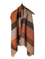 Vorschaubild 2 von Damen Schal Poncho Streifenmuster Mehrfarbig Orange Beige Grün 206x84cm