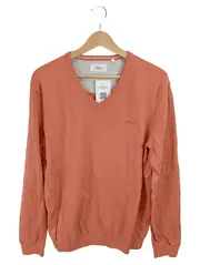 Vorschaubild 1 von Herren Pullover Langarmshirt V-Ausschnitt Gr. L Orange Baumwolle