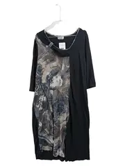 Vorschaubild 1 von Kleid Damen Gr. 42/XL Schwarz Floral Elegant 3/4 Arm