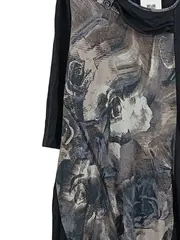 Vorschaubild 2 von Kleid Damen Gr. 42/XL Schwarz Floral Elegant 3/4 Arm