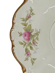 Vorschaubild 3 von Pompadour Untertasse Porzellan Rosenmuster Gold Selb Germany