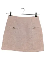 Vorschaubild 1 von Damen Tweed Minirock Rosa Größe S A-Linie Zierknöpfe