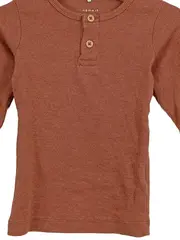 Vorschaubild 4 von Langarmshirt Henley Kinder Gr. 98 Braun Rippstrick Baumwolle