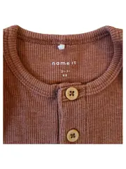 Vorschaubild 5 von Langarmshirt Henley Kinder Gr. 98 Braun Rippstrick Baumwolle
