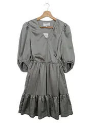 Vorschaubild 1 von Cocktailkleid Damen 42/XL Grau Elegant Vintage Wickelkleid