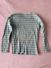 Vorschaubild 2 von Langarmshirt Kinder Gr. 110 Gestreift Türkis Beige Rippstrick