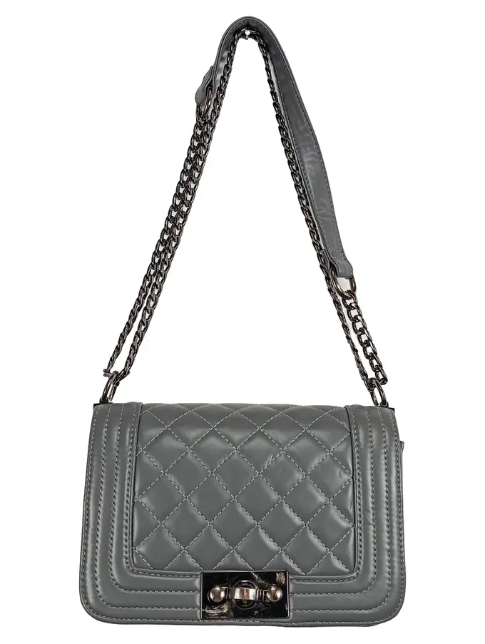 GINA TRICOT Damen Umhängetasche Grau Gesteppt Modern