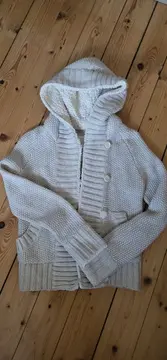 Vorschaubild 3 von Strickjacke Damen Gr. 36/S Beige Casual Kapuze