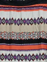 Vorschaubild 2 von Damen Faltenrock Gr. 44 Mehrfarbig Ethno Boho Muster Viskose