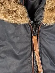 Vorschaubild 2 von Steppjacke Damen Kapuze Fellbesatz Lederdetails Grau Gr. XS