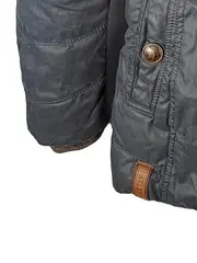 Vorschaubild 3 von Steppjacke Damen Kapuze Fellbesatz Lederdetails Grau Gr. XS