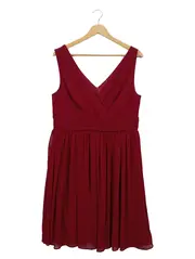 Vorschaubild 1 von Damen Festkleid Gr. 46 Rot V-Ausschnitt Chiffon Abendkleid NEU