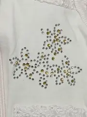 Vorschaubild 3 von Mädchen Weste Kapuze Strass Spitze Weiß Gr. 86/92