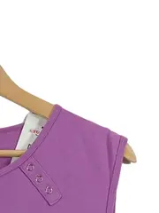 Vorschaubild 3 von Damen Top Gr. 46/3XL Lila Ärmellos Zierknöpfe Baumwolle