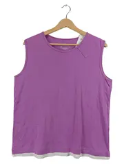 Vorschaubild 1 von Damen Top Gr. 46/3XL Lila Ärmellos Zierknöpfe Baumwolle