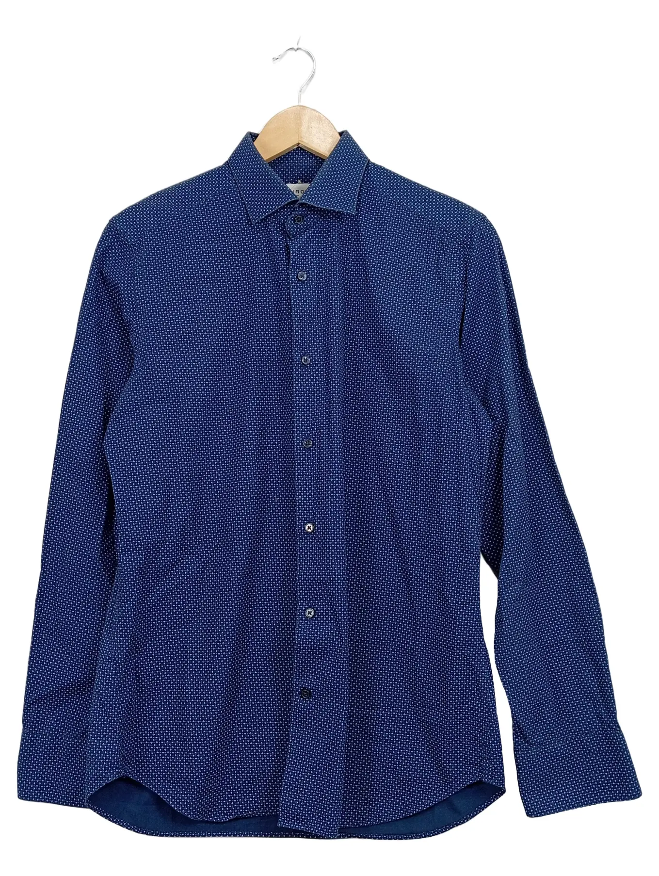 MARKENLOS KIRO'S Herren Business Hemd Langarm Blau Gepunktet Gr. M 100% Baumwolle