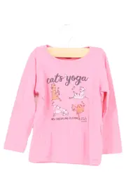 Vorschaubild 1 von Kinder Langarmshirt Gr. 92 Rosa Katze Yoga Print