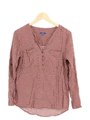 Vorschaubild 1 von Damen Bluse Gr. 38 Rot Gepunktet Langarm Casual