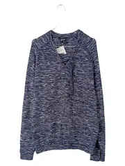 Vorschaubild 1 von Herren Pullover Meliert Blau Schnürung Slim Fit Gr. M