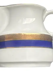 Vorschaubild 2 von Milchkännchen Porzellan Echt Kobalt Scharffeuer Gestreift Weiß 8cm