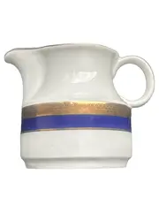 Vorschaubild 1 von Milchkännchen Porzellan Echt Kobalt Scharffeuer Gestreift Weiß 8cm