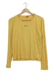 Vorschaubild 1 von Damen Langarmshirt Gr. XL Gelb Basic Logo-Print Baumwolle