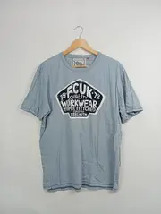 Vorschaubild 2 von FCUK Workwear T-Shirt Herren Blau Gr. L Casual Logo-Print