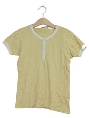 Vorschaubild 1 von Kinder T-Shirt Henley Gestreift Gelb Weiß Gr. 138/140