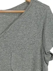 Vorschaubild 5 von Damen T-Shirt Gr. M grau meliert V-Ausschnitt Brusttasche Basic