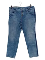 Vorschaubild 1 von Damen Jeans Tapered Fit Knopfleiste Blau Gr. 32/W32
