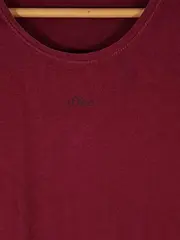 Vorschaubild 2 von Damen T-Shirt Basic Uni Kurzarm Rot Gr. 36/S Baumwolle Logo