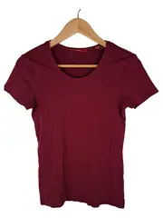 Vorschaubild 1 von Damen T-Shirt Basic Uni Kurzarm Rot Gr. 36/S Baumwolle Logo