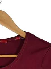 Vorschaubild 4 von Damen T-Shirt Basic Uni Kurzarm Rot Gr. 36/S Baumwolle Logo