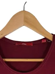 Vorschaubild 3 von Damen T-Shirt Basic Uni Kurzarm Rot Gr. 36/S Baumwolle Logo