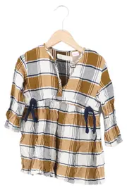 Vorschaubild 1 von Kinder Freizeitkleid Gr. 104 Braun Kariert Casual Viskose Mädchen