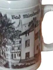 Vorschaubild 2 von Bierkrug Bad Münster am Stein Keramik Weiß 14cm