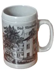 Vorschaubild 1 von Bierkrug Bad Münster am Stein Keramik Weiß 14cm