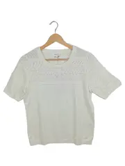 Vorschaubild 1 von Damen Pullover Strickshirt Gr. 40/L Weiß Casual Lochmuster Kurzarm